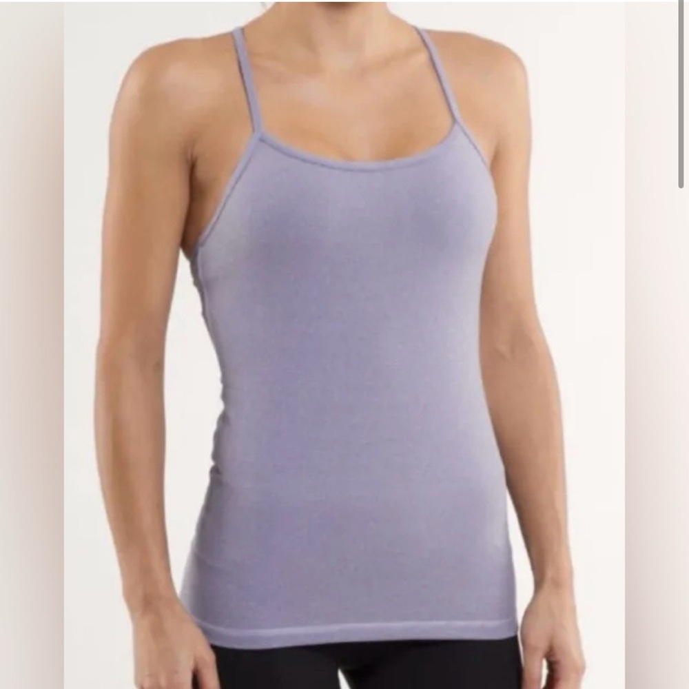 Lululemon Power Y Tank Top Stripped Lilac Size 4 in excellent used condition